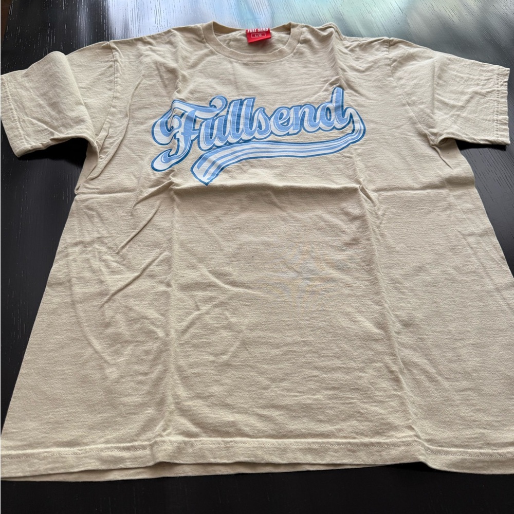 Fullsend Cream T-Shirt with Blue Accents